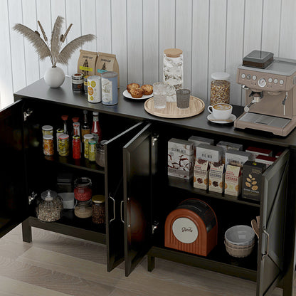 Sideboard Buffet, Storage Cabinet with Barn Door and Adjustable Shelf, TV Stand for TVs up to 65 Inches, Black Oak Bar Cabinets   at Gallery Canada