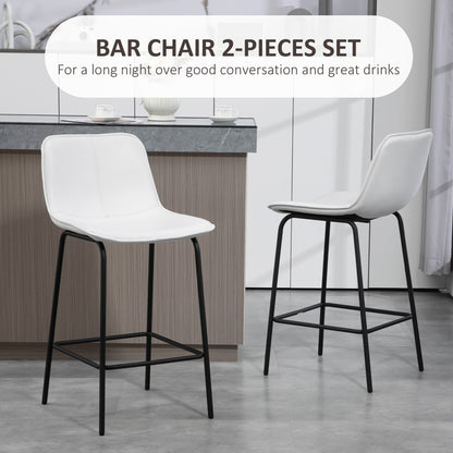 Bar Stools Set of 2, Upholstered Counter Height Bar Chairs, Kitchen Stools with Steel Legs Bar Stools   at Gallery Canada