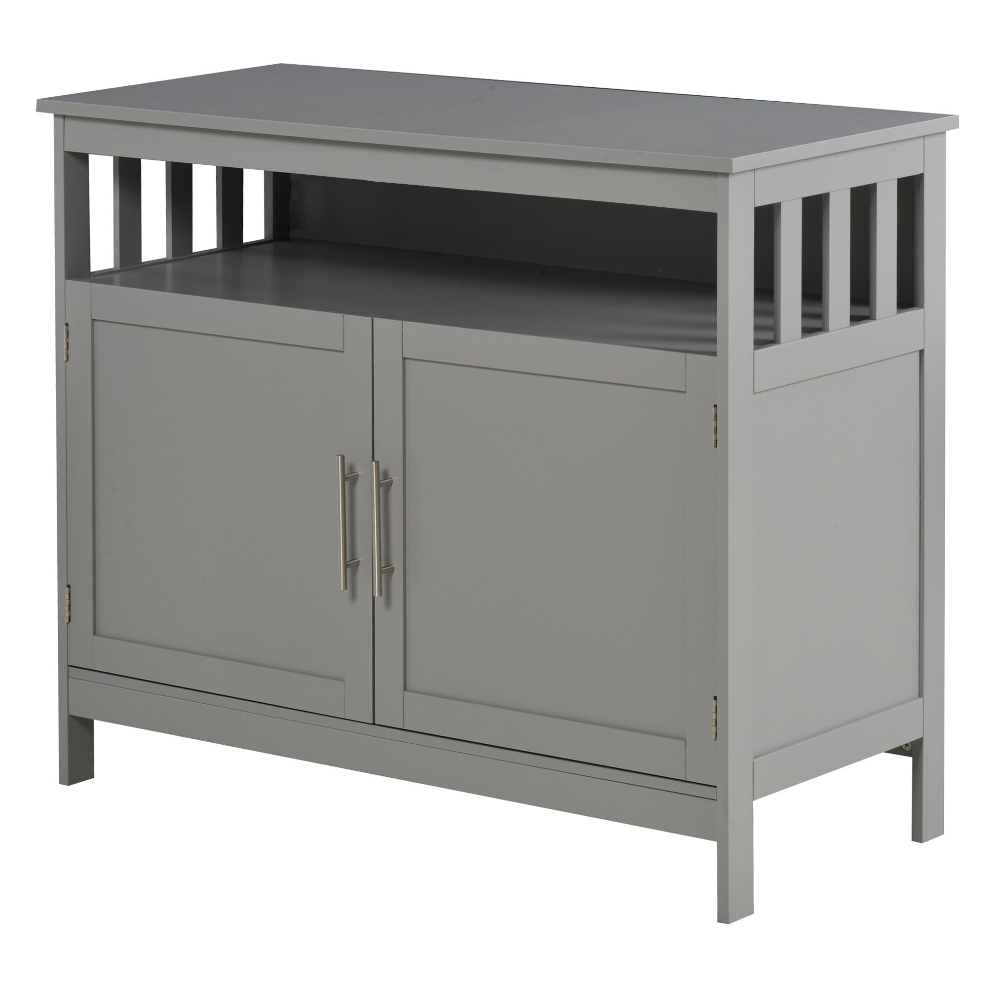 Kitchen Sideboard, Buffet Cabinet, Wooden Storage Console Table with 2-Level Cabinet and Open Shelf, Grey Bar Cabinets at Gallery Canada