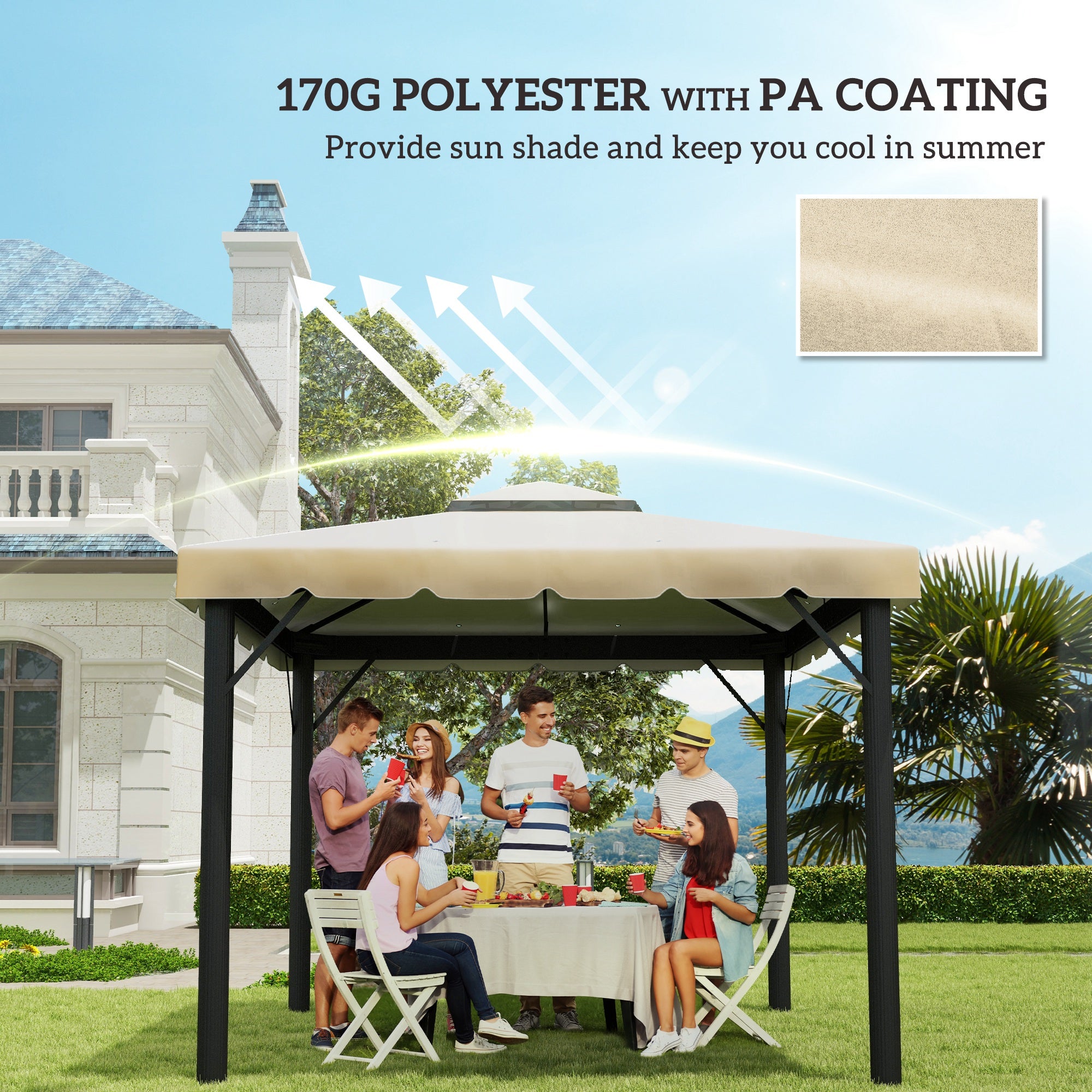 9.8' x 9.8' Gazebo Replacement Canopy, Gazebo Top Cover with Double Vented Roof for Garden Patio Outdoor TOP ONLY, Beige Gazebo Canopy Replacement at Gallery Canada