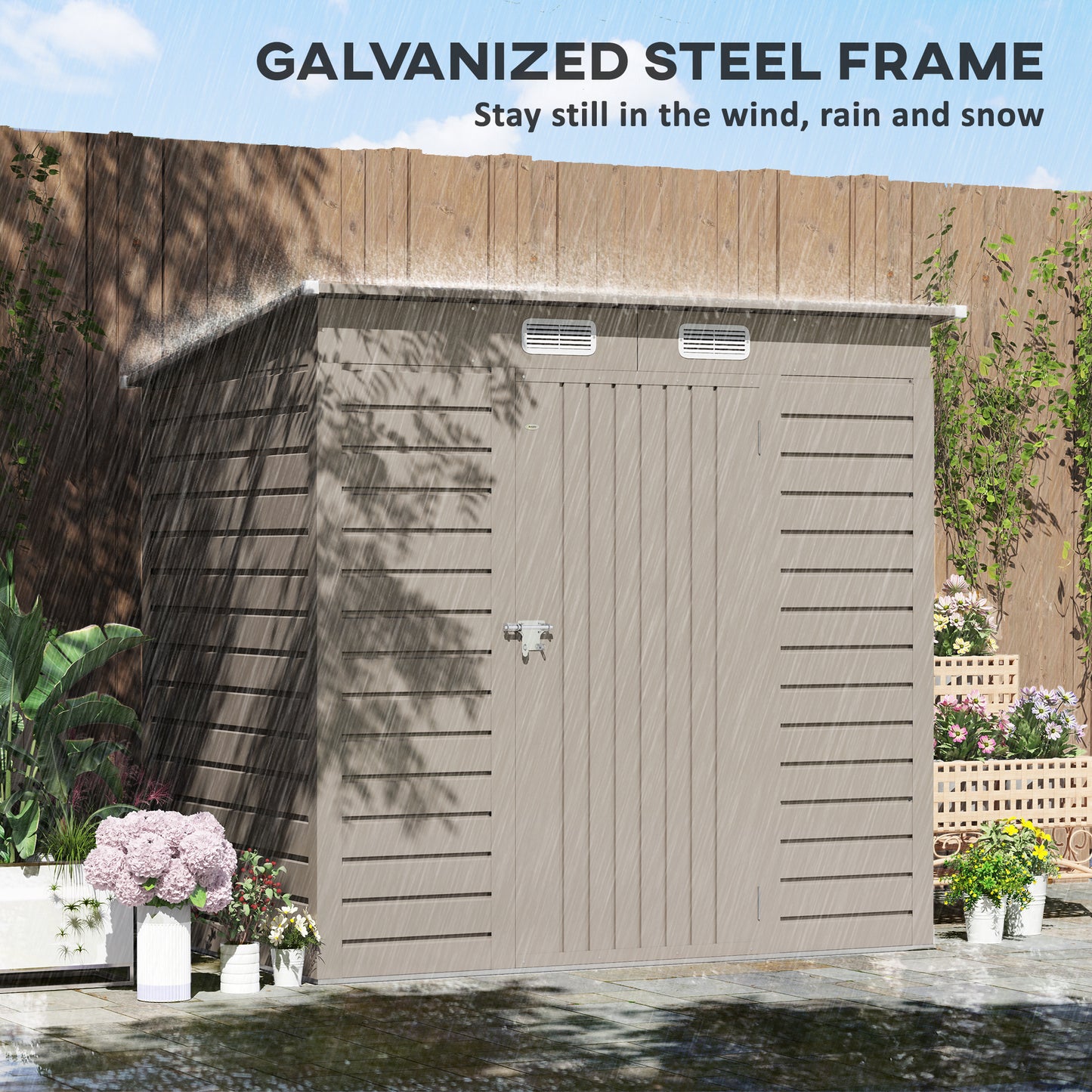 6 x 4FT Galvanized Garden Storage Shed, Metal Outdoor Shed with Double Doors and 2 Vents, Light Grey Sheds at Gallery Canada