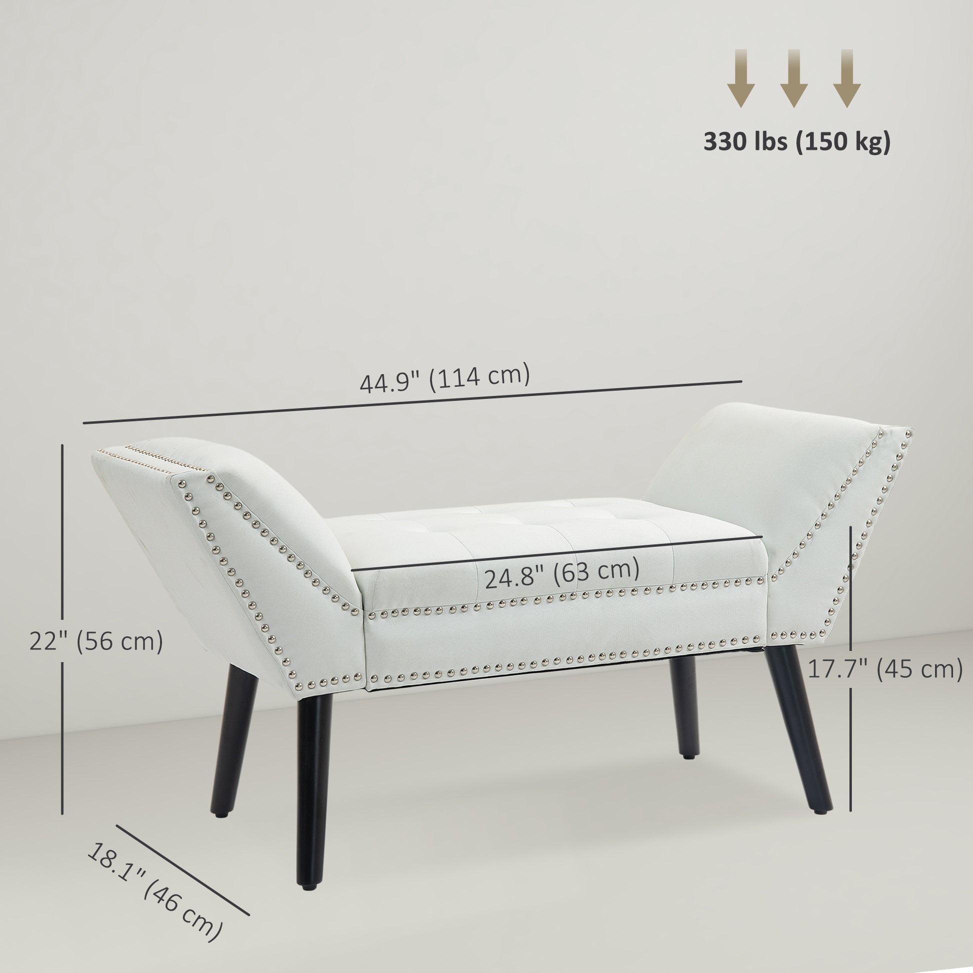 Modern Upholstered Bench, End of Bed Bench for Bedroom, Hallway Bench with Arms and Nailhead Trim Storage Ottomans & Benches   at Gallery Canada