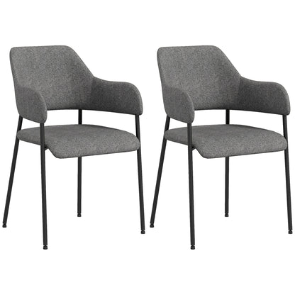 Dining Room Chairs Set of 2, Fabric Kitchen Chairs with Armrests and Steel Legs for Living Room, Black Bar Stools   at Gallery Canada