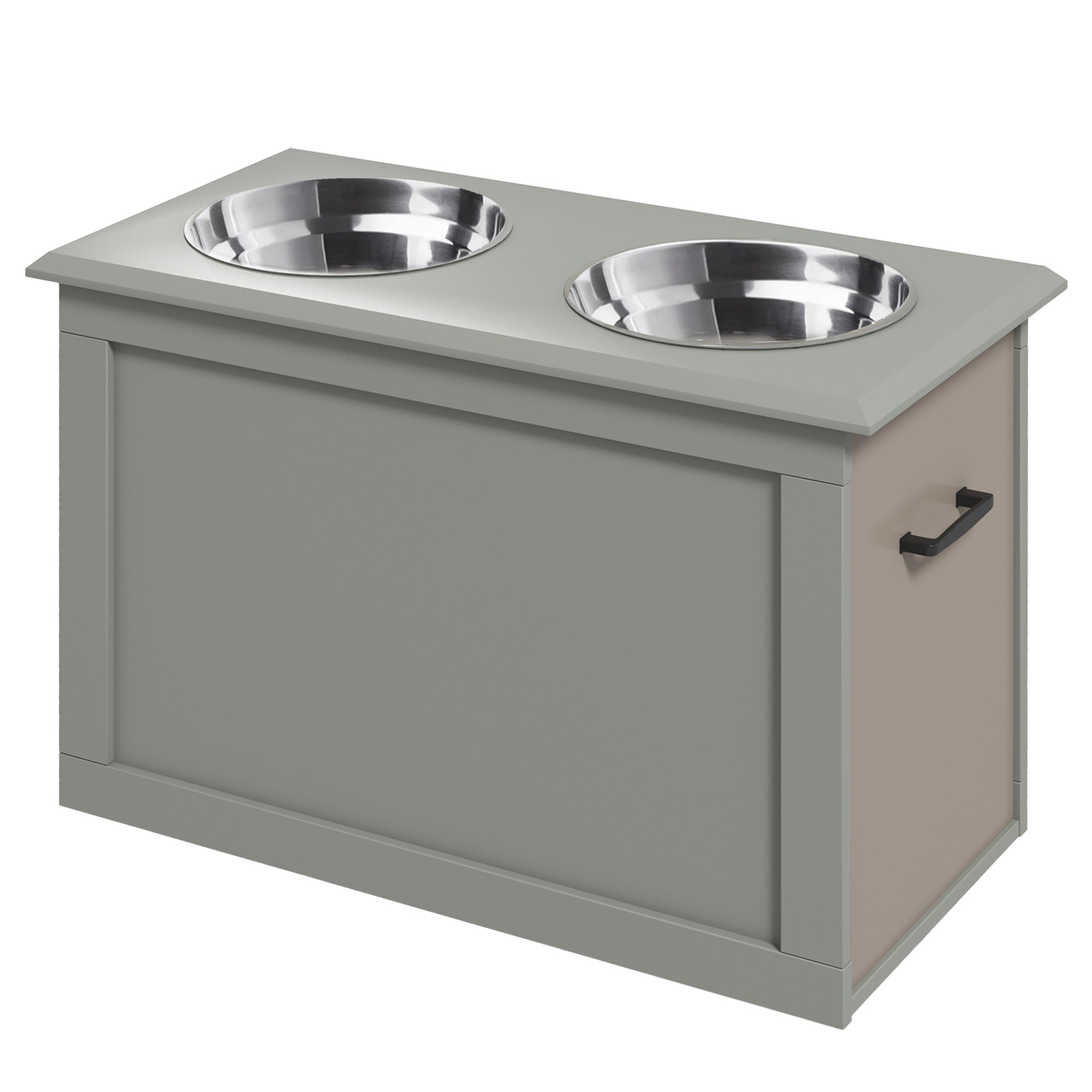 Elevated Dog Bowls with Storage for Large Dogs - 2 Stainless Steel Bowls, Grey Dog Bowls Grey  at Gallery Canada