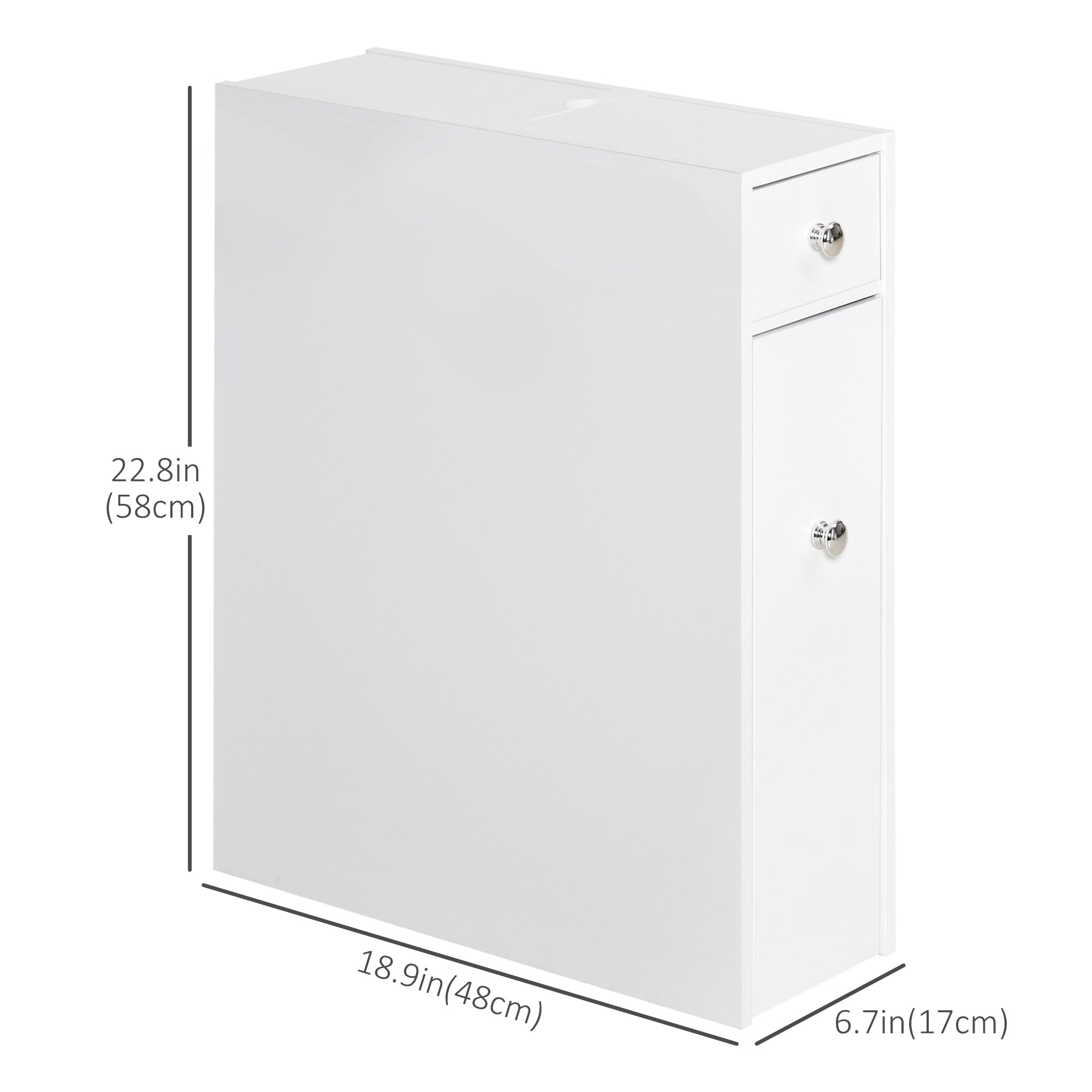 Small Bathroom Storage Cabinet, Space Saving Toilet Paper Cabinet, Narrow Bathroom Cabinet with Drawers and Hidden Storage, White Bathroom Cabinets   at Gallery Canada