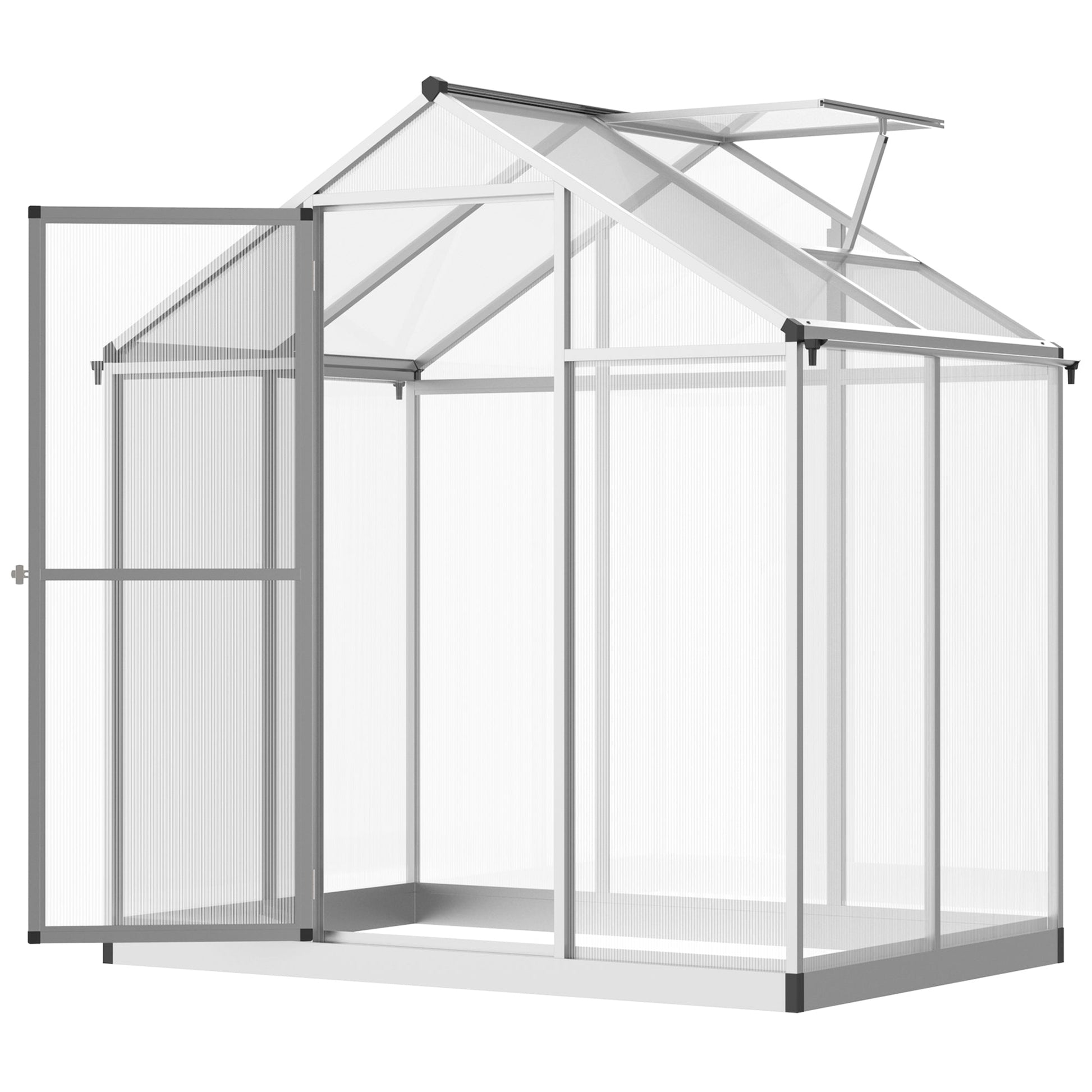 4' x 6.2' x 6.4' Walk-in Garden Greenhouse, Polycarbonate Panels Plants Flower Growth Shed, Cold Aluminum Frame Outdoor Portable Warm House Walk In Greenhouses Multi Colour  at Gallery Canada