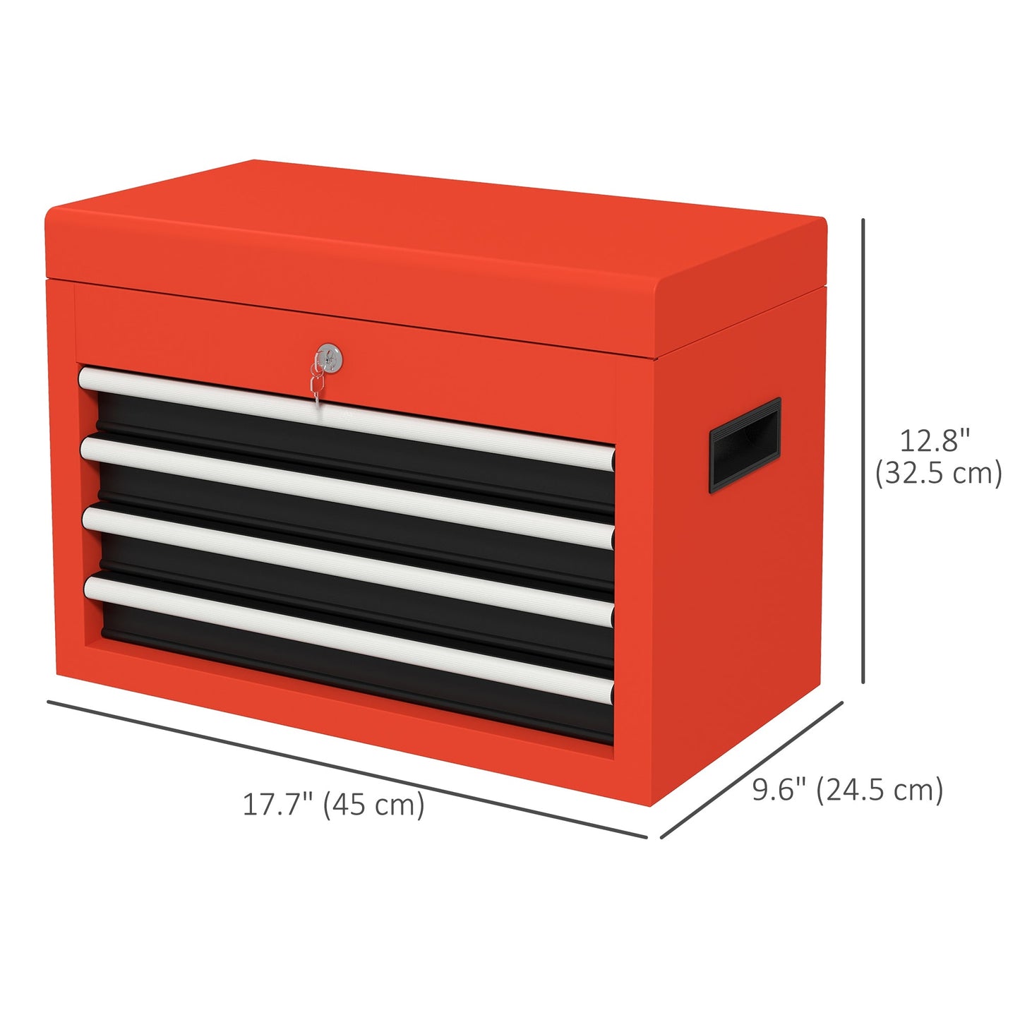 Portable Tool Chest with 4 Drawers and Top Storage, Lockable Steel Tool Box with Latch and Keys for Garage, Red Tool Organizers   at Gallery Canada