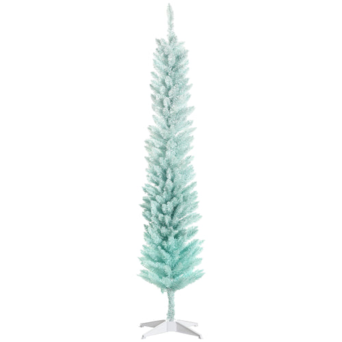 7ft Pencil Christmas Trees, Skinny Artificial Christmas Tree for Xmas Holiday Decor, Gradient Blue