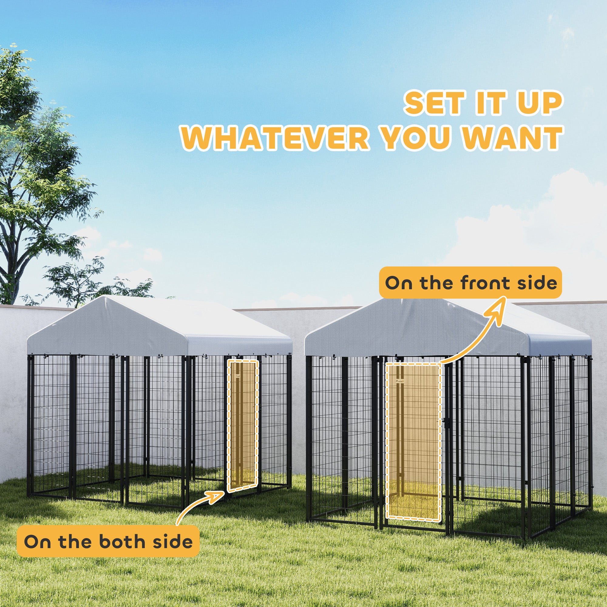 Outdoor Dog Kennel with Waterproof UV-Resistant Cover, for Large and Medium Dogs, 6' x 6' x 6', Silver Houses, Kennels & Pens at Gallery Canada