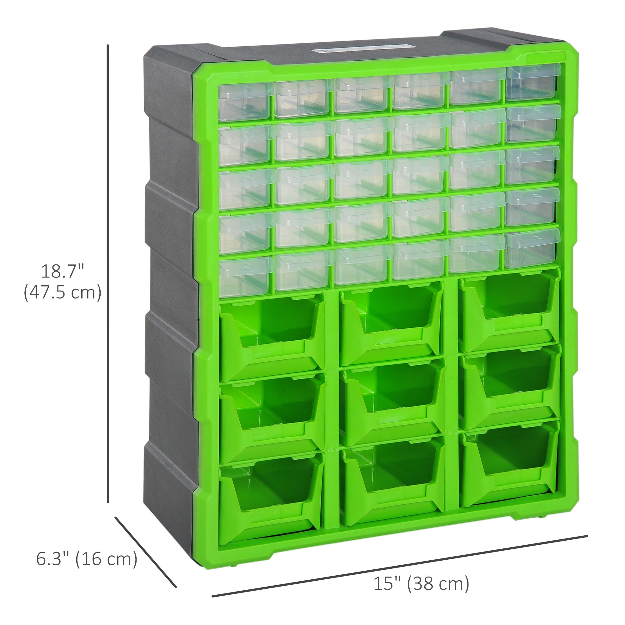 Plastic 39 Drawer Parts Organizer Wall Mount Storage Cabinet for Small Nuts Bolts Tool Green Tool Organizers   at Gallery Canada