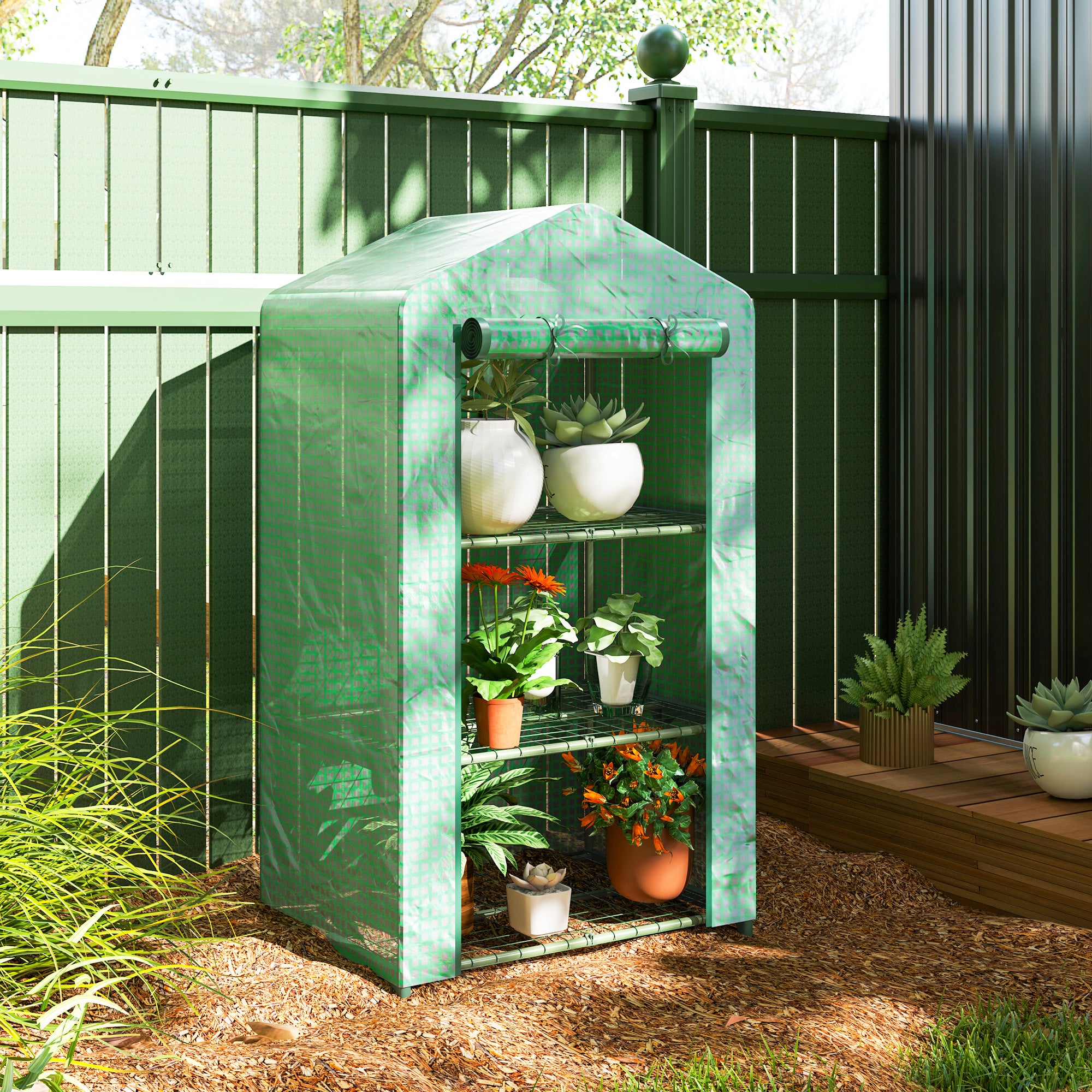 3 Tier Mini Greenhouse, Portable Flower Stand with Shelf Clips, Indoor Greenhouse with Steel Frame, Green Greenhouses at Gallery Canada