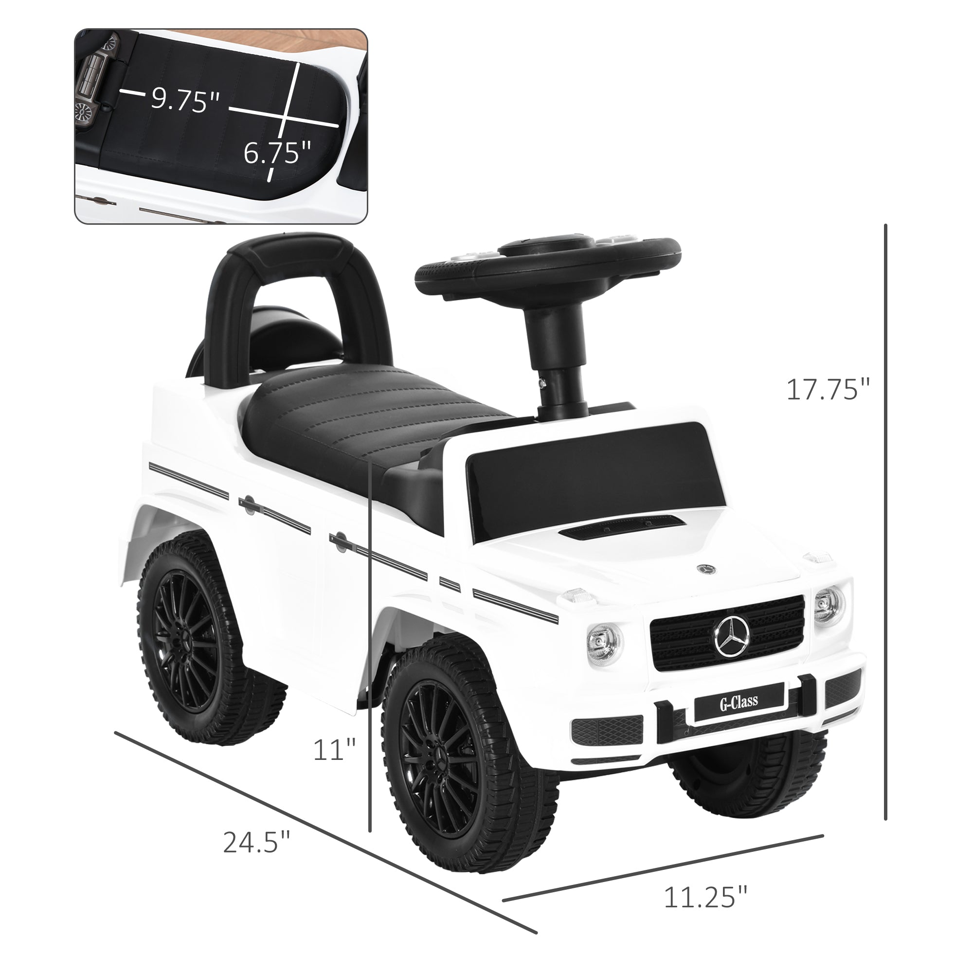 Compatible Baby Toddler Push Car Foot-to-Floor Ride-On Wheel Mercedes-Benz G350 Licensed White Push Cars for Toddlers   at Gallery Canada