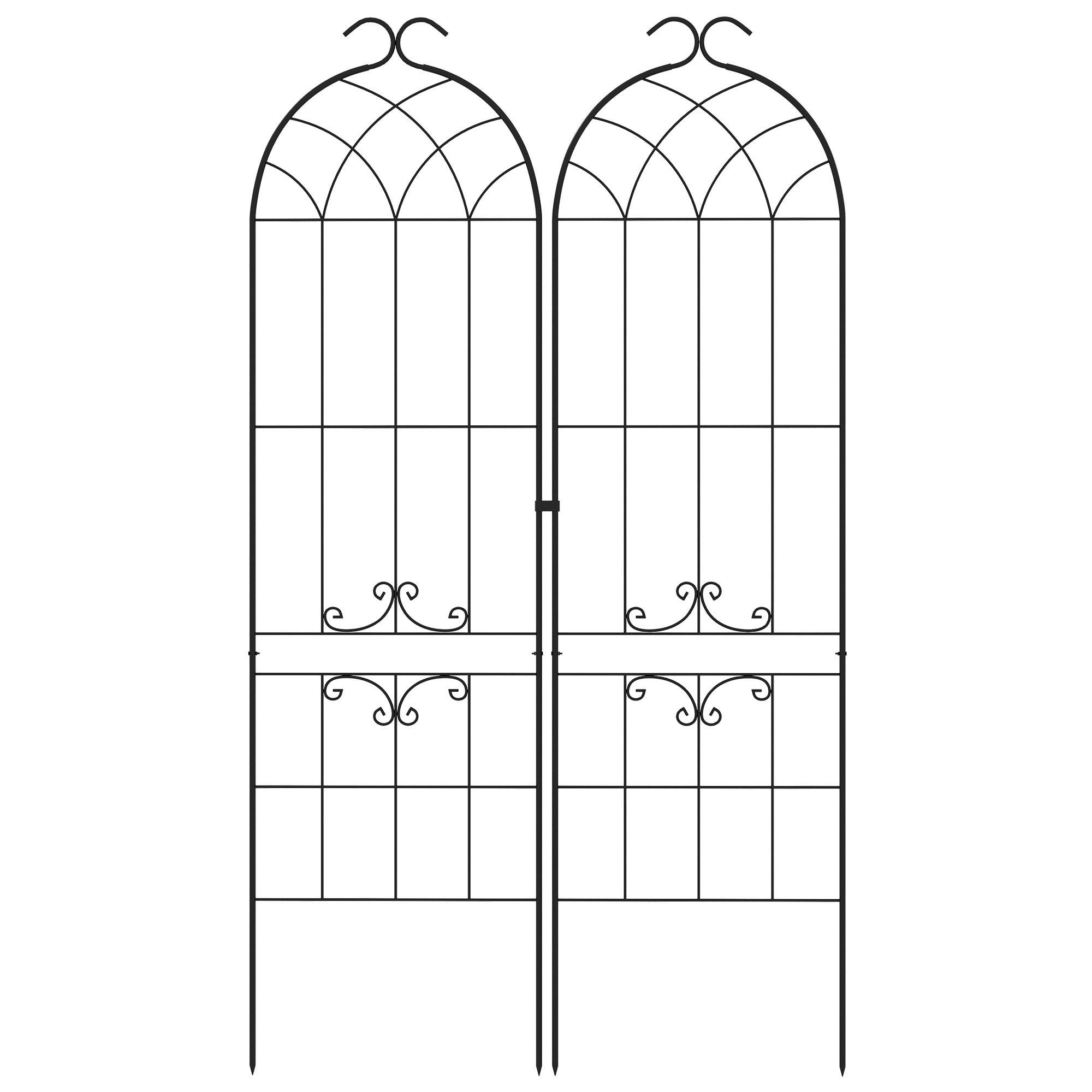 2 Pcs Garden Trellis for Climbing Plants, Outdoor Metal Trellis Plant Support Trellises for Patio, Lawn, Backyard Plant Stands Black at Gallery Canada