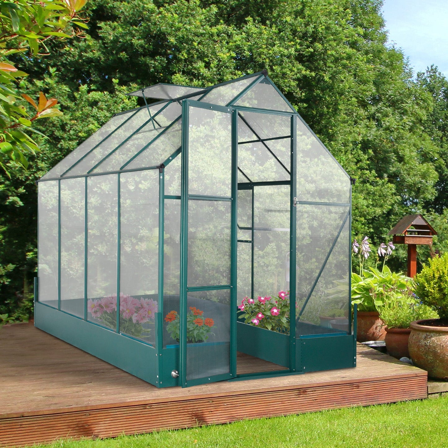 8.2' x 6.2' Greenhouse Aluminum Frame with Temperature Controlled Window Walk In Greenhouses   at Gallery Canada