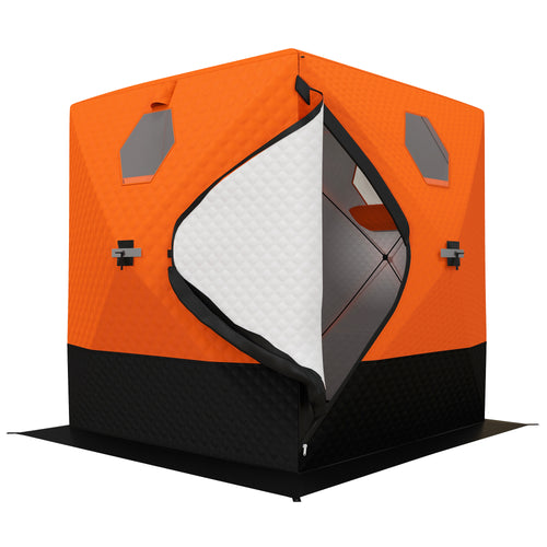 2-3 Person Insulated Ice Fishing Shelter, Pop up Ice Fishing Tent with Windows, Vents and Carry Bag, for Low-Temp -22℉