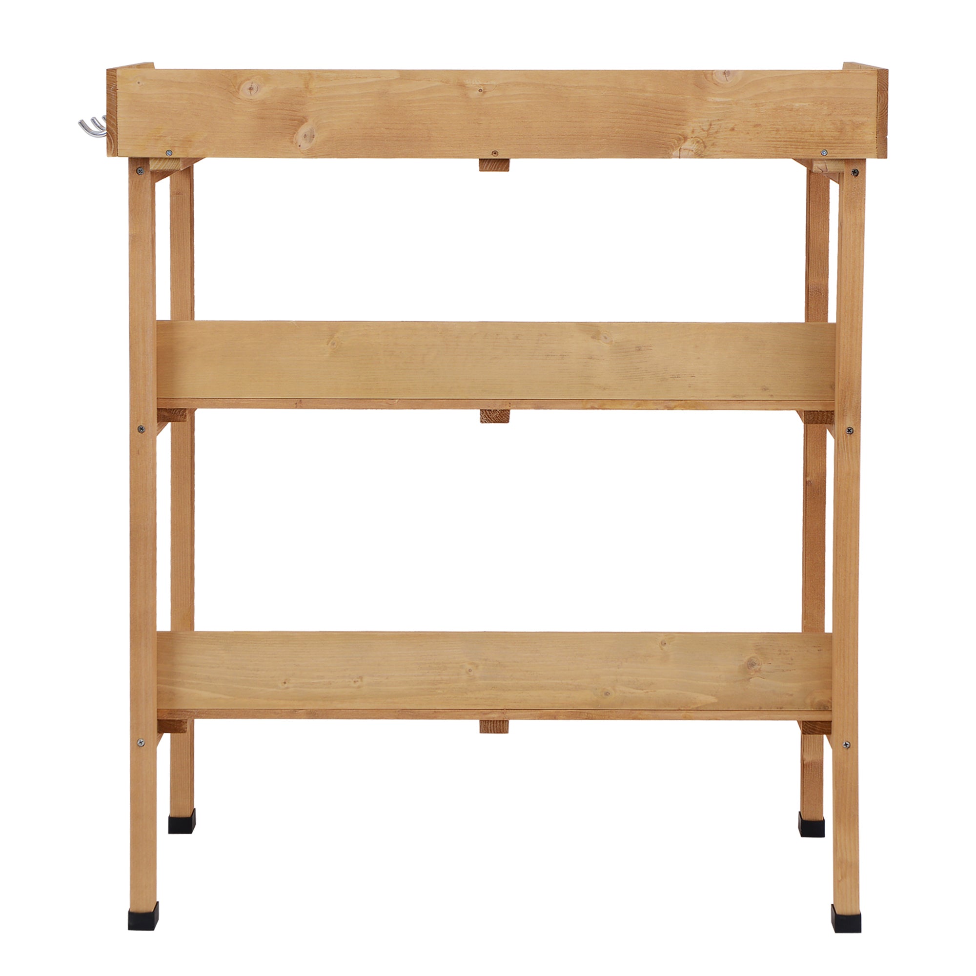Outdoor Garden Wooden Potting Bench Work Station Table Tool Storage Shelf w/ Hooks, Natural Potting Benches & Tables at Gallery Canada