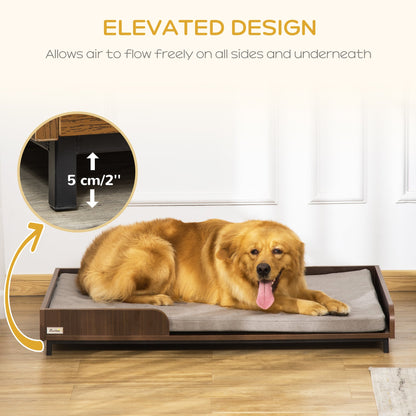 Elevated Dog Bed Frame, Furniture Style Pet Sofa, Modern Portable Cat Lounge, with Soft Cushion, Washable Cover, Steel Legs, for Large Dog, Brown - Gallery Canada