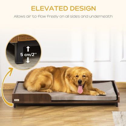 Elevated Dog Bed Frame, Furniture Style Pet Sofa, Modern Portable Cat Lounge, with Soft Cushion, Washable Cover, Steel Legs, for Large Dog, Brown Elevated Dog Beds   at Gallery Canada