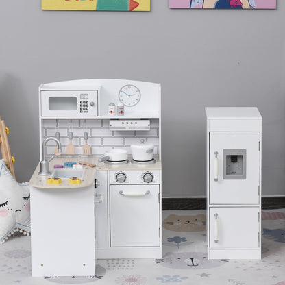 Toy Cooking Set White Kids Kitchen Play Set with Drinking Fountain, Microwave, and Fridge with Accessories White Play Kitchen   at Gallery Canada