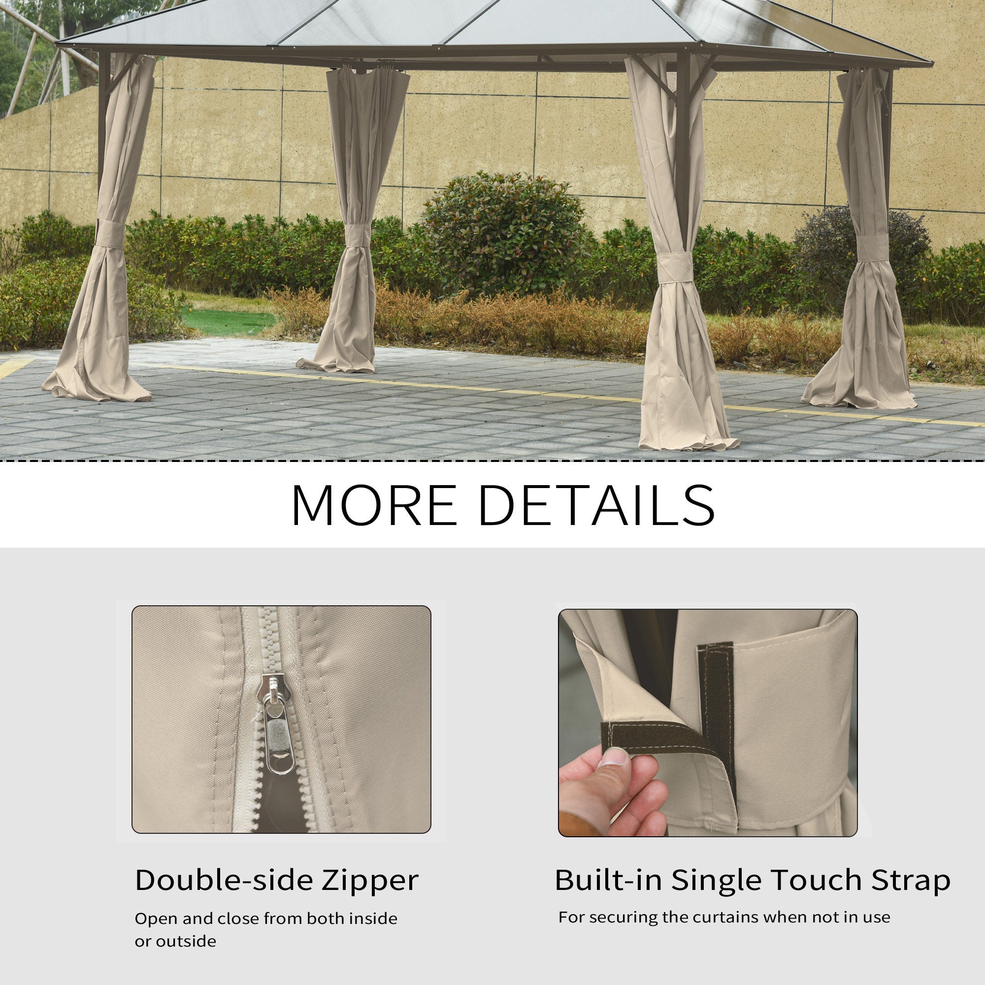 10' x 12' Universal Gazebo Sidewall Set with 4 Panels, Hooks/C-Rings Included for Pergolas &; Cabanas, Beige Gazebo Sidewalls at Gallery Canada