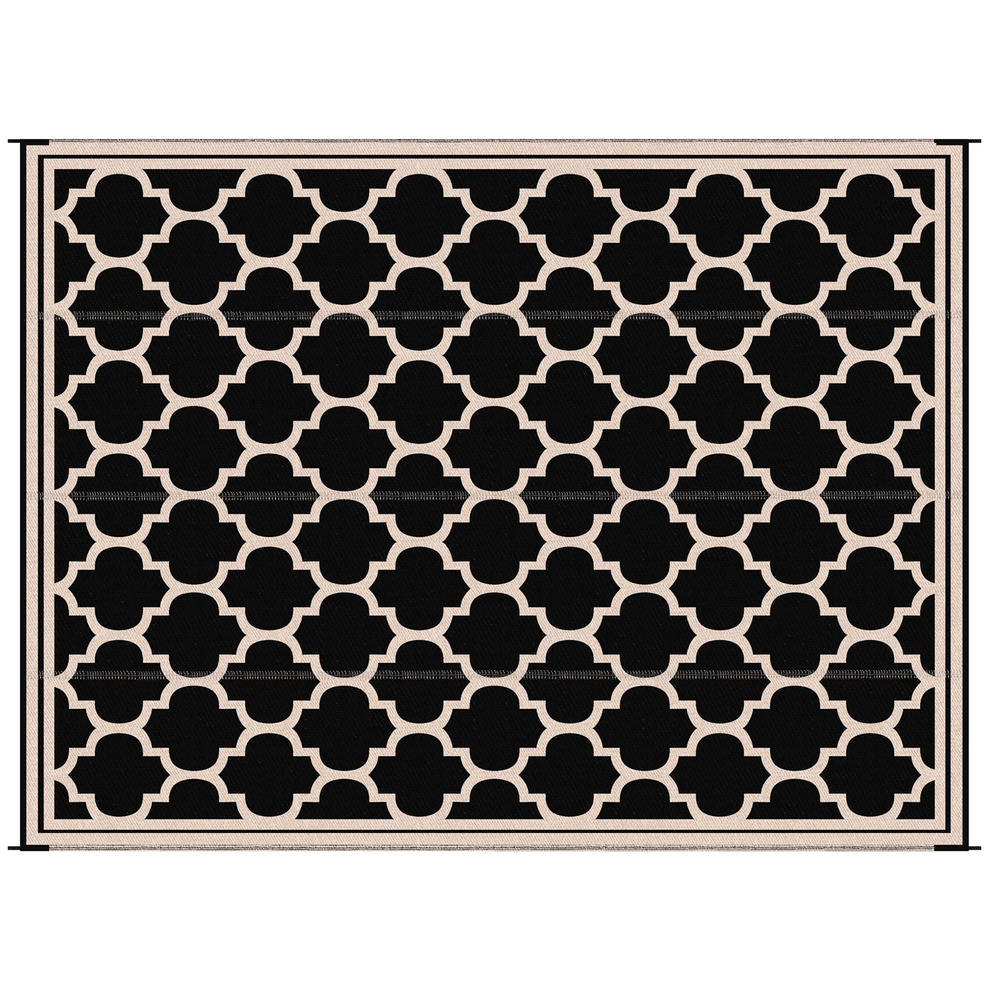 9'x12' Reversible Outdoor RV Rug, Patio Floor Mat, Plastic Straw Rug for Backyard, Deck, Beach, Camping, Black Outdoor Reversible Rugs at Gallery Canada