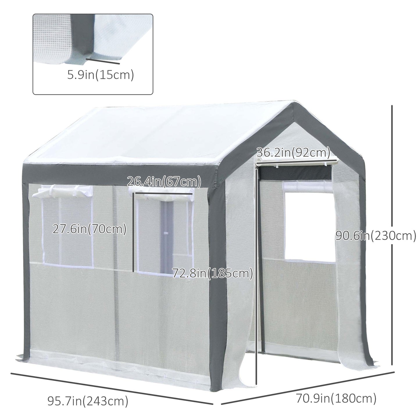 8' x 6' x 7.5' Heavy-duty Walk-in Greenhouse Outdoor Vegetable Plants Growing Warm House Seed Plant Growth Tent Polytunnel Shelter White Walk In Greenhouses   at Gallery Canada