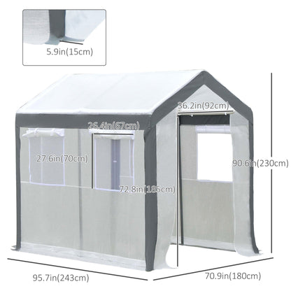 8' x 6' x 7.5' Heavy-duty Walk-in Greenhouse Outdoor Vegetable Plants Growing Warm House Seed Plant Growth Tent Polytunnel Shelter White Walk In Greenhouses   at Gallery Canada