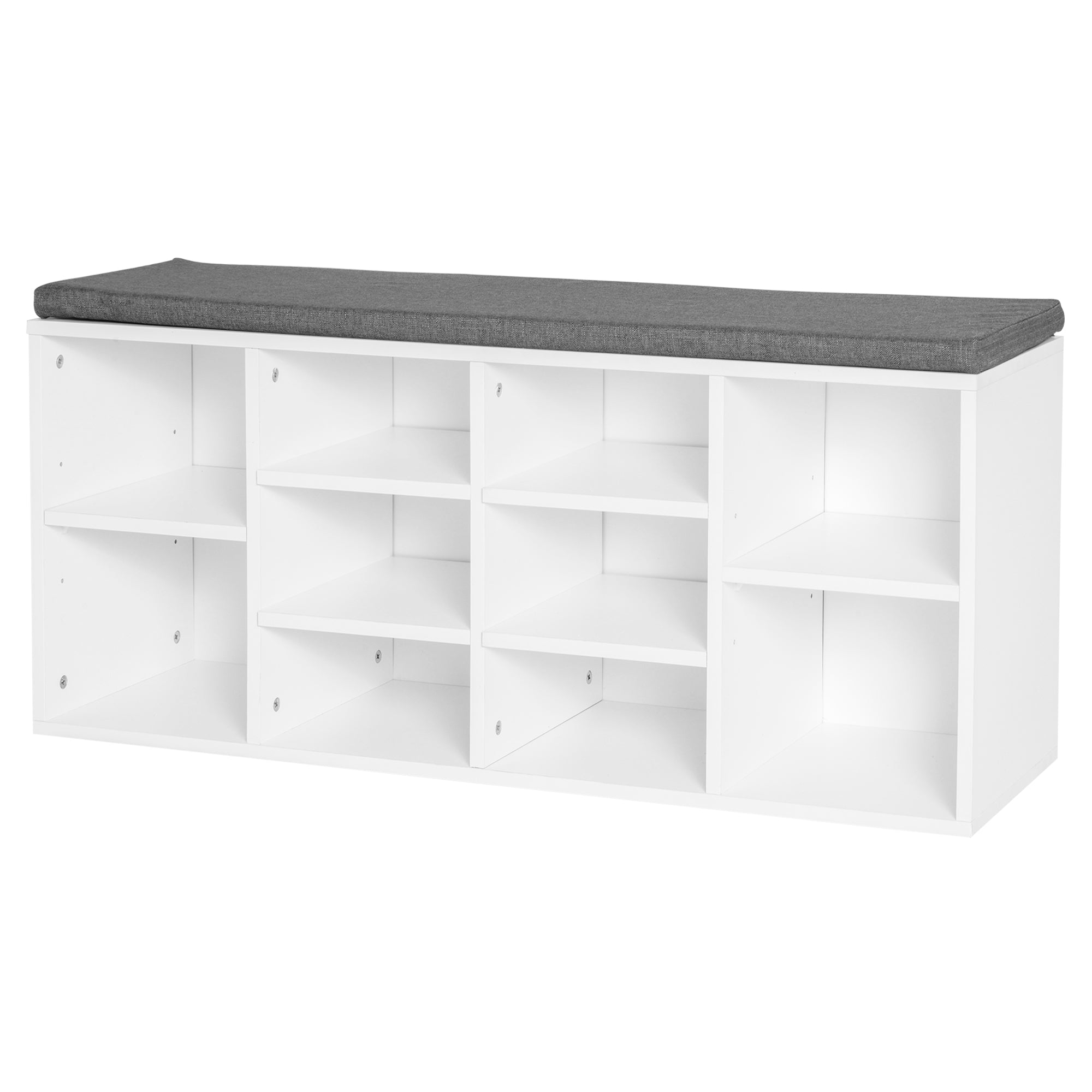 Shoe Bench with Storage, Upholstered Entryway Bench with Adjustable Shelves, Cushion for Living Room, Hallway, White Shoe Storage Cabinets & Racks at Gallery Canada