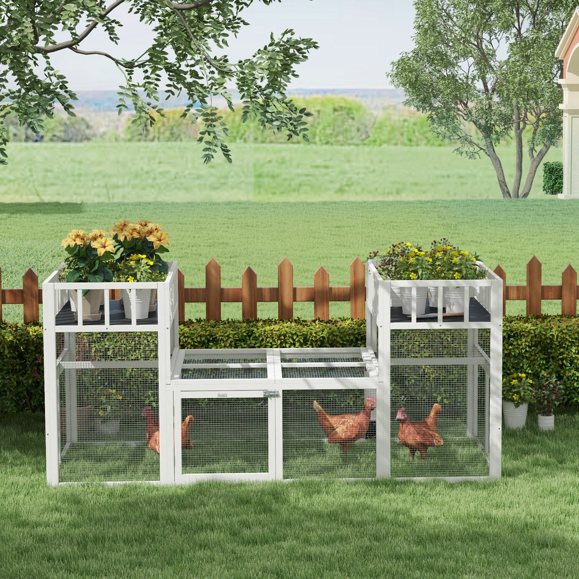 7.3' x 3.6' Wooden Chicken Coop Combinable Design with Storage Shelf for 2-4 Chickens, Ducks, Goose, Rabbits, White Chicken Coops at Gallery Canada