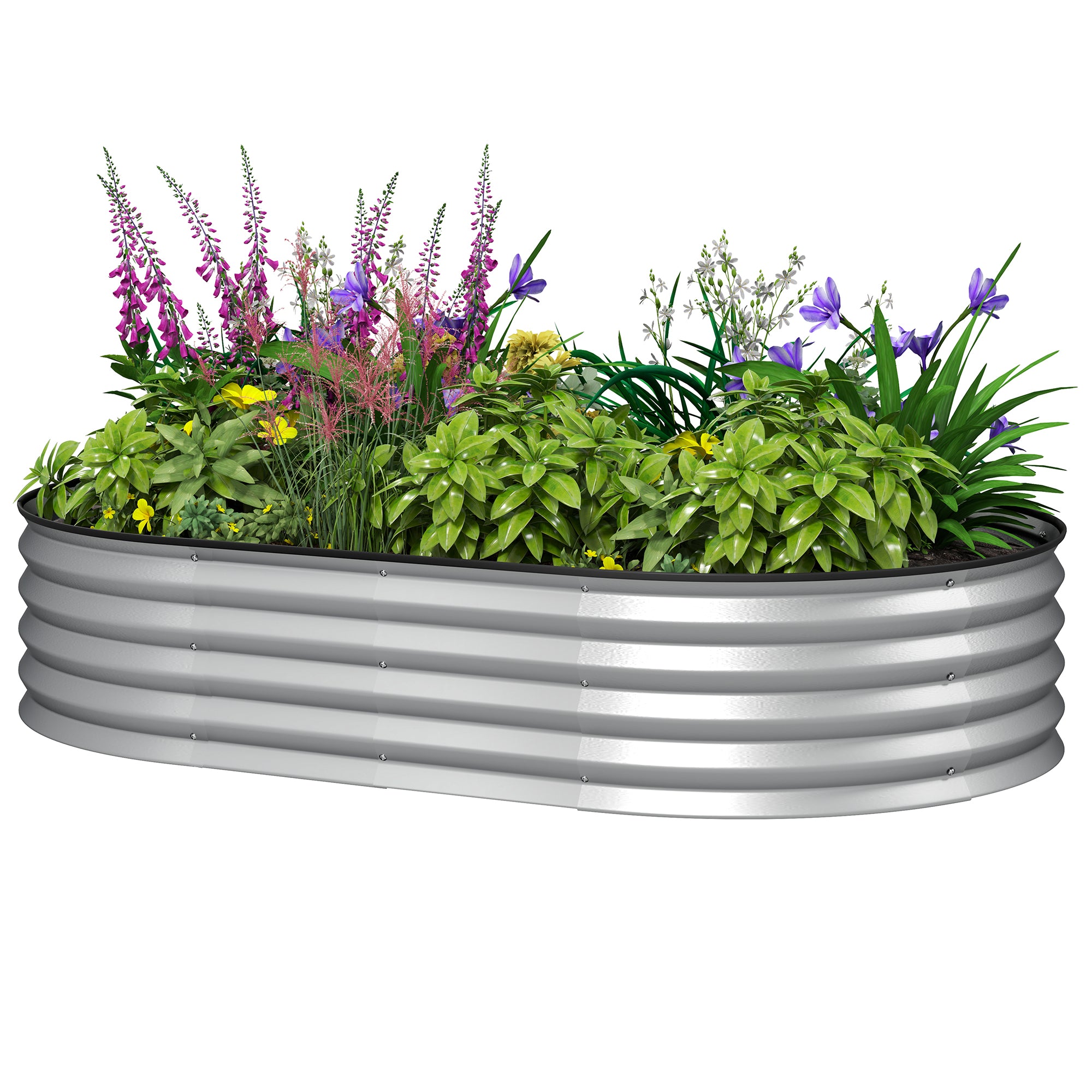 5' x 3' x 1' Large Outdoor Planter Box, Galvanized Raised Garden Bed with Metal Plant Stake, Silver Raised Garden Beds Silver at Gallery Canada