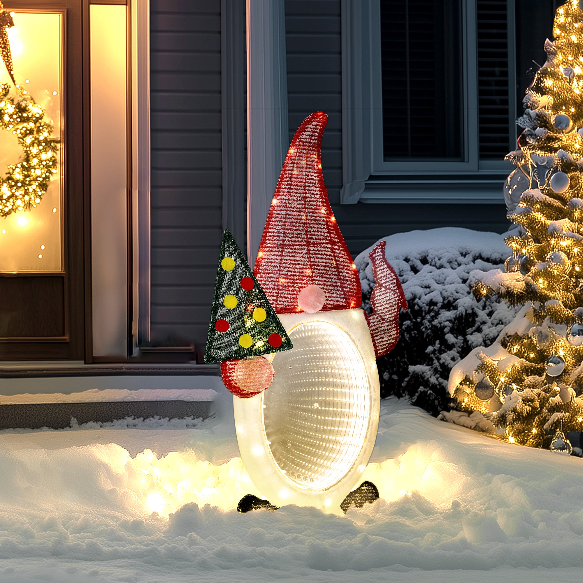 Light Up Gnome Yard Decoration, Lighted Elf Gnome Christmas Decoration for Indoor, Outdoor, Garden, Lawn, Red Christmas Decorations Red  at Gallery Canada