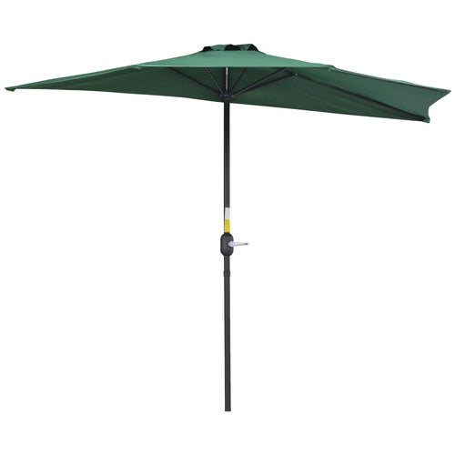 9ft Half Round Umbrella Outdoor Balcony Parasol Patio Garden Outdoor Window Sun Shade w/ 5 Ribs Dark Green