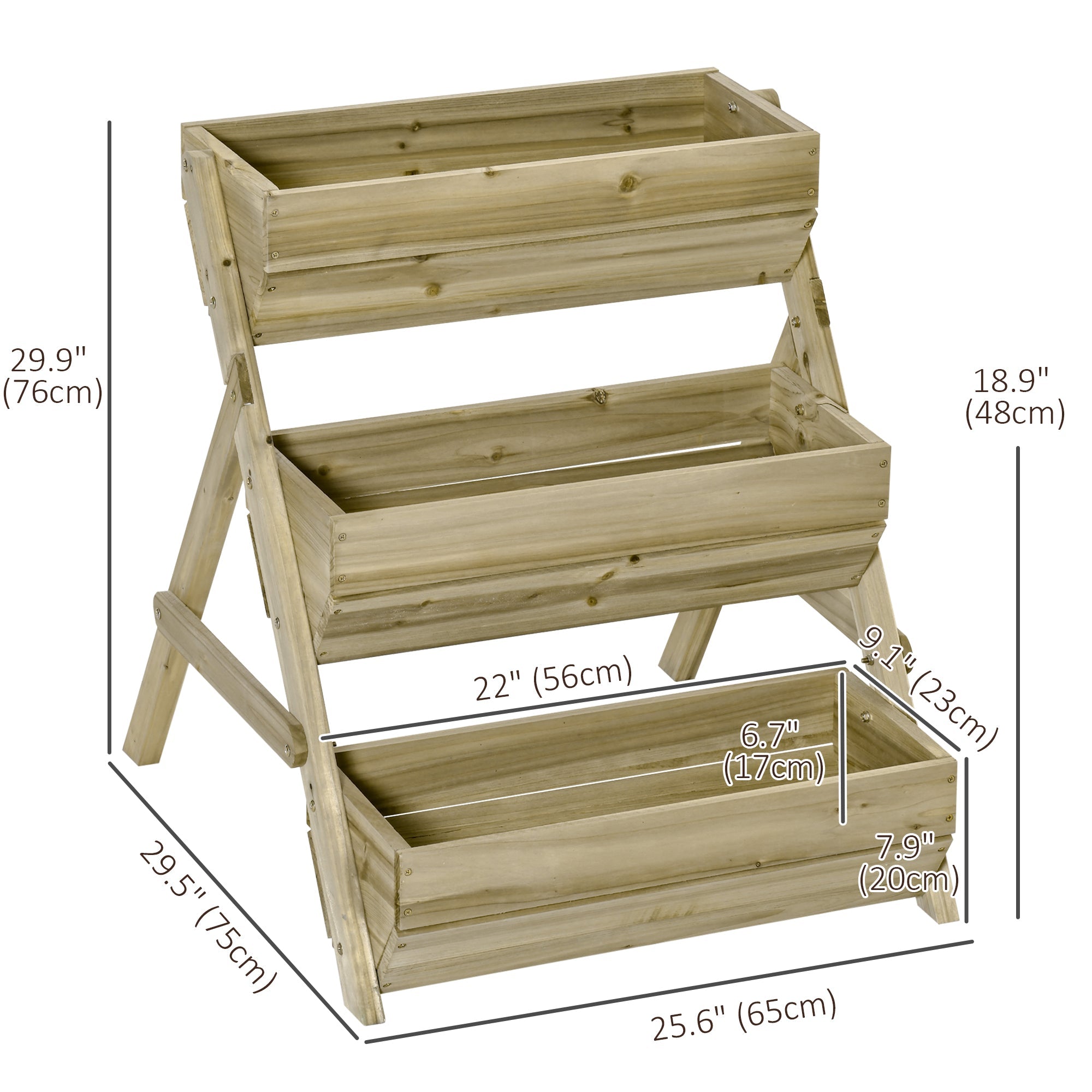 3 Tier Elevated Planter Box, Vertical Wooden Raised Garden Bed for Flowers, Vegetables, Herbs, 26