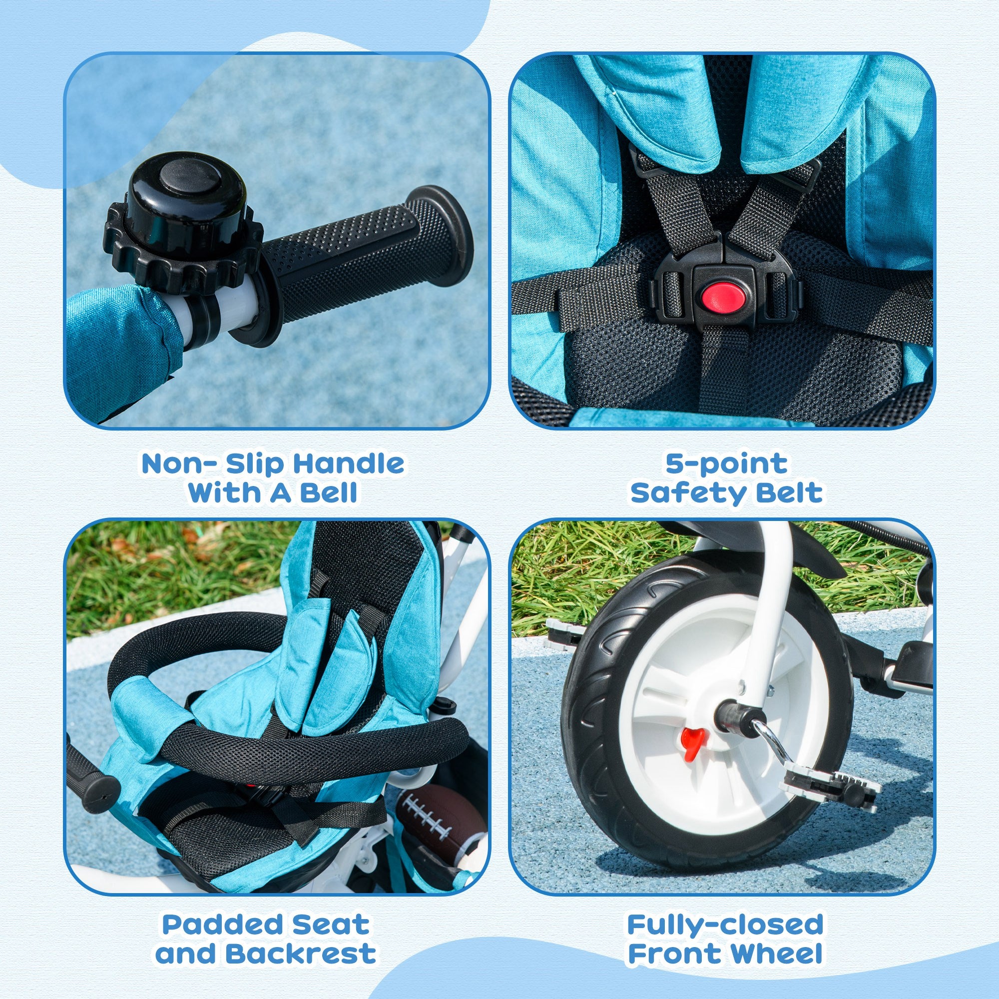6 in 1 Toddler Tricycle Stroller with Basket, Canopy, 5-point Safety Harness, for 12-60 Months, Blue Tricycles for Kids at Gallery Canada