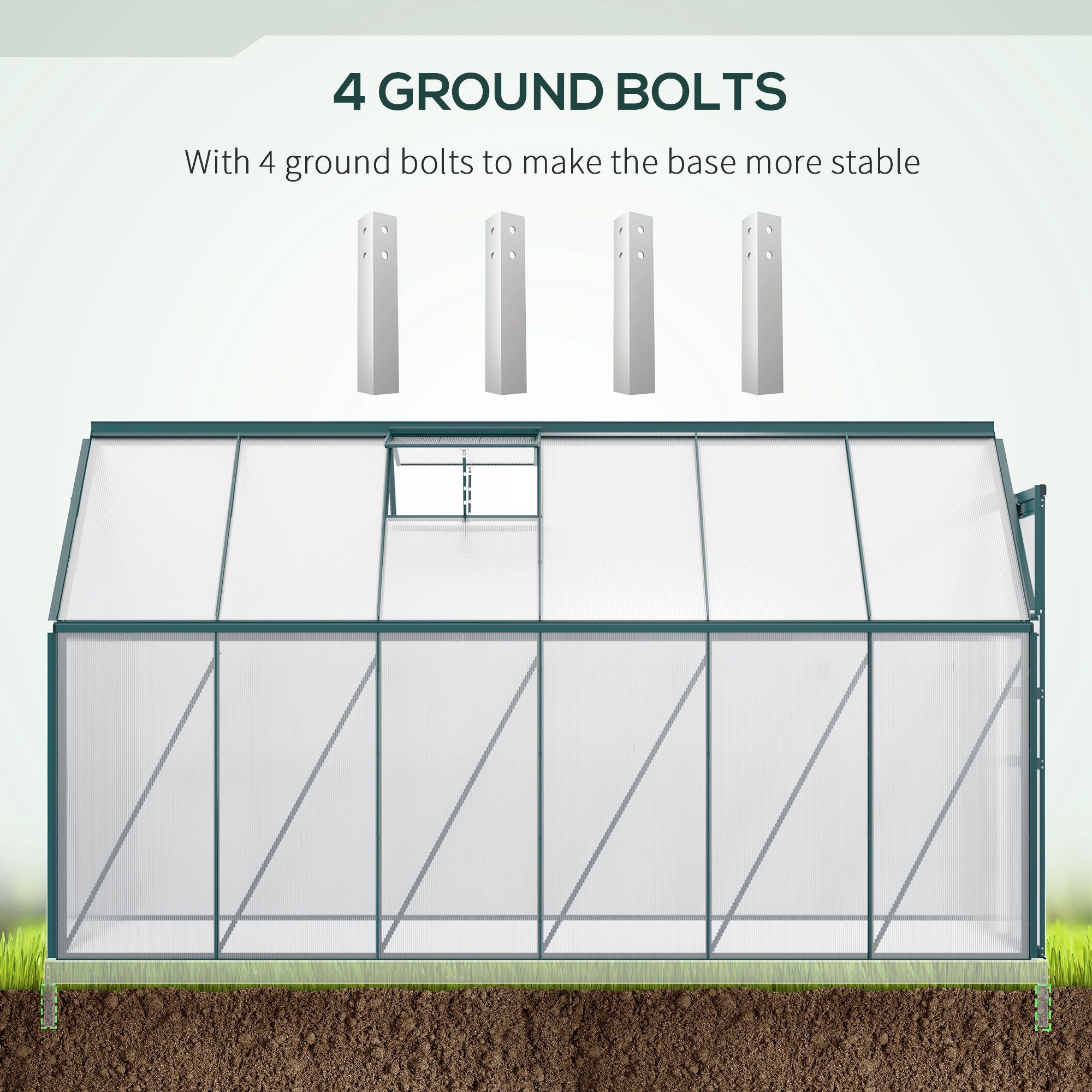 6' x 12' x 6.5' Polycarbonate Greenhouse, Walk-in Green House with Adjustable Roof Vent Galvanized Base Sliding Door Rain Gutter for Outdoor Garden Backyard, Green Walk In Greenhouses at Gallery Canada