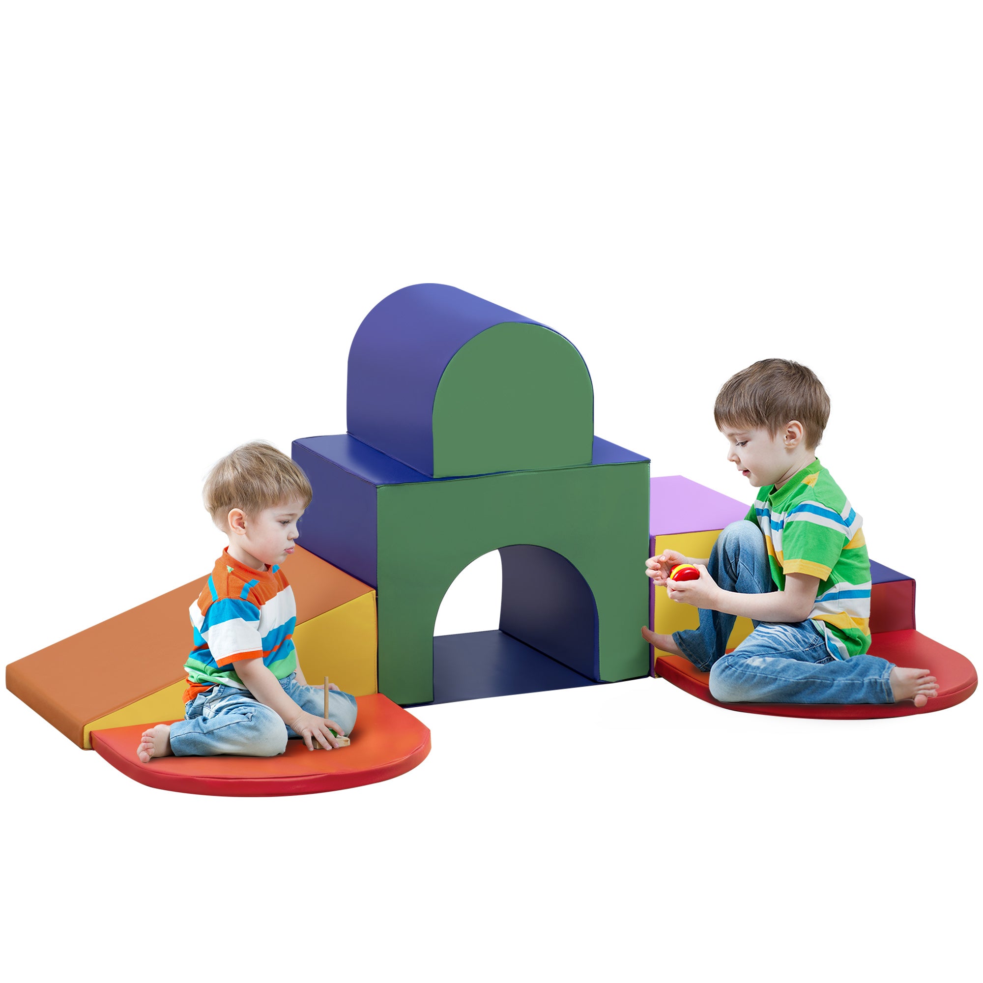 7-piece Soft Play, Foam Climbing Blocks for Toddlers, Kids' Educational Climbing Crawling Toys, Kids Foam Play Set Stairs and Ramp, Multicolored Baby Gym & Playmats Multicolored at Gallery Canada