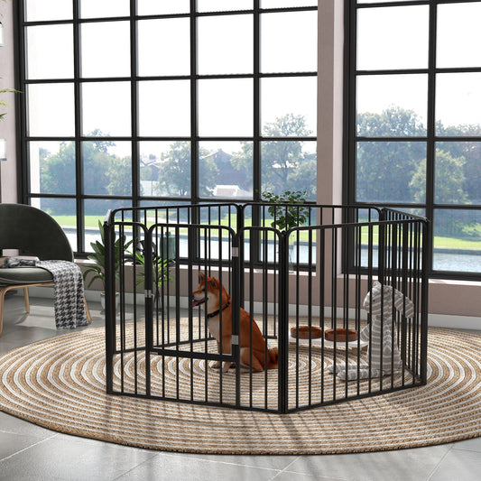 Dog Fence Outdoor 6 Panels 31.5" Height Steel Pet Exercise Pen Indoor, for Small and Medium Dogs Houses, Kennels & Pens Black  at Gallery Canada