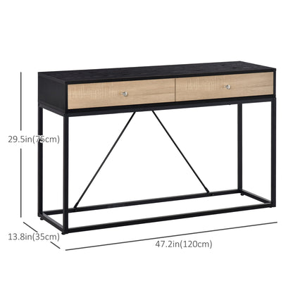 Console Table, Hallway Table with 2 Drawers, Steel Frame Sofa Table for Entrance and Living Room, Black Console Tables   at Gallery Canada