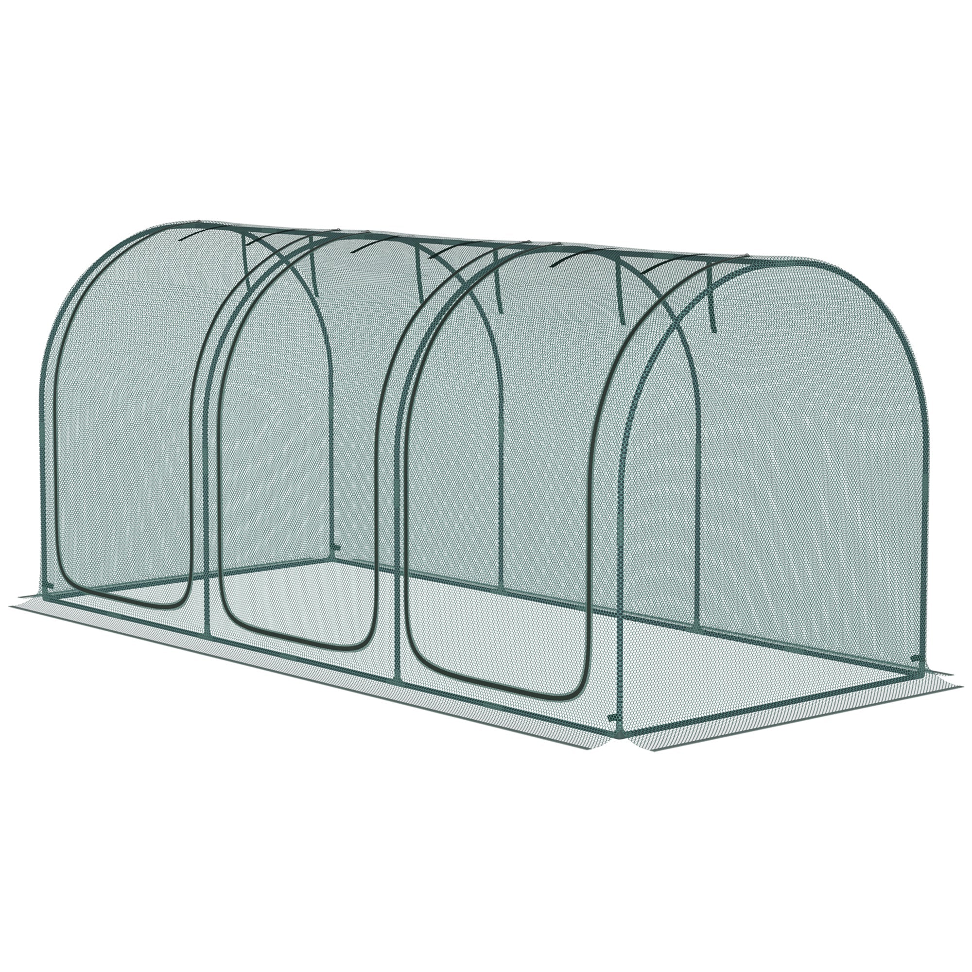 9' x 4' Crop Cage, Garden Plant Protector, with 3 Zippered Doors and 6 Ground Stakes, for Garden, Yard, Lawn, Green Walk In Greenhouses Dark Green  at Gallery Canada