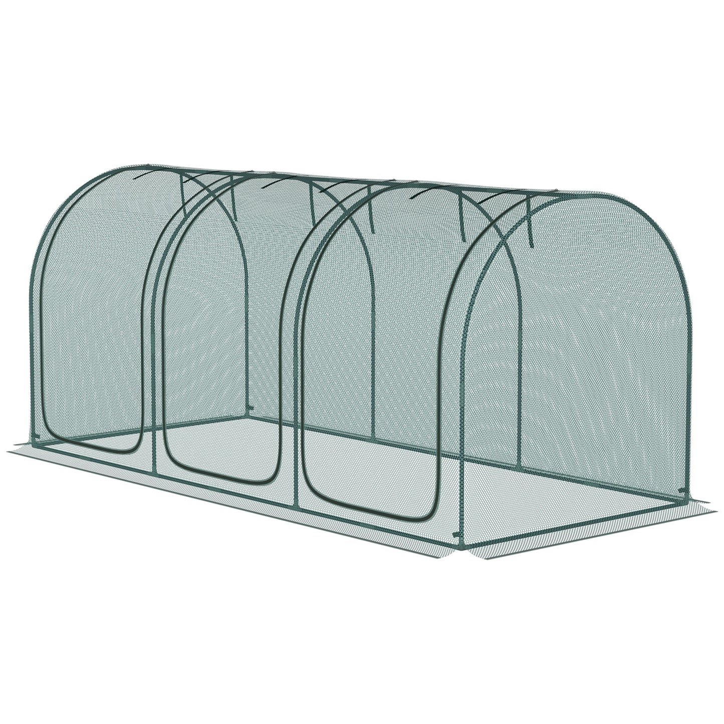 9' x 4' Crop Cage, Garden Plant Protector, with 3 Zippered Doors and 6 Ground Stakes, for Garden, Yard, Lawn, Green Walk In Greenhouses Dark Green  at Gallery Canada