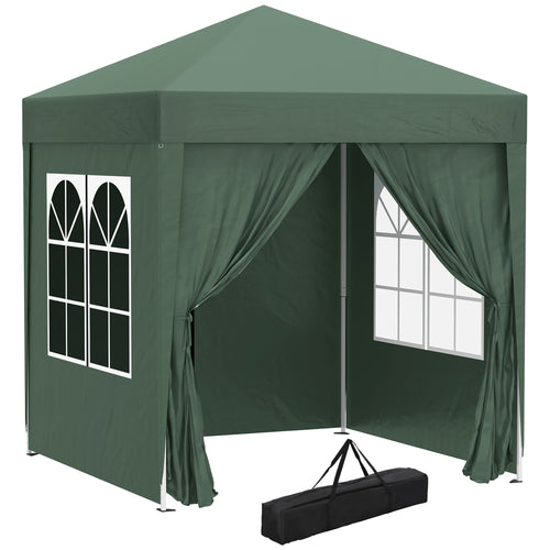 6.6'x6.6' Pop Up Canopy Tent with Sidewalls, Instant Sun Shelter Camping Gazebo with Carry Bag, for Outdoor, Garden, Patio, Green