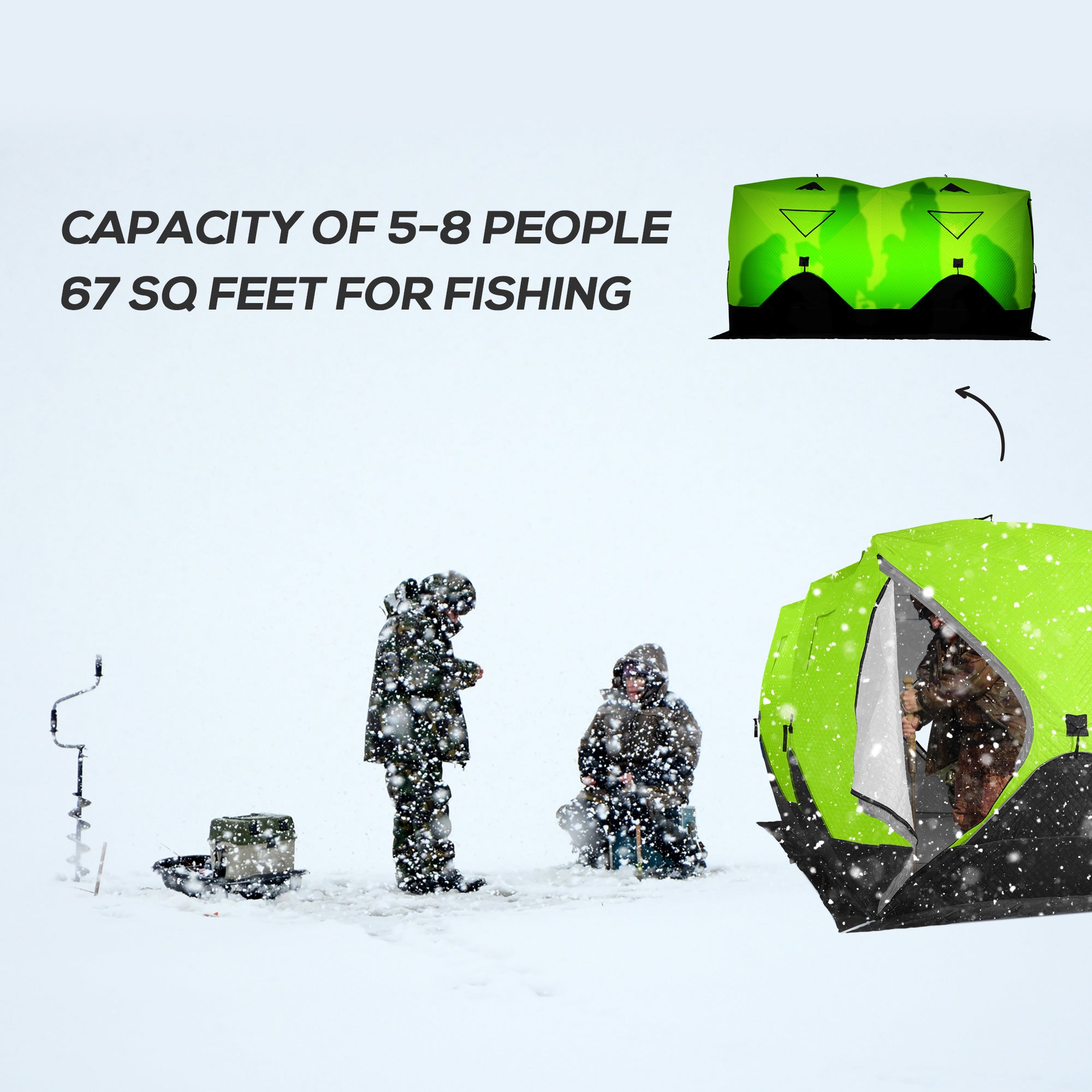 8-Person Insulated Ice Fishing Tent Shelter with Ventilation Windows and Carry Bag, for -22℉, Green Ice Fishing Tents   at Gallery Canada