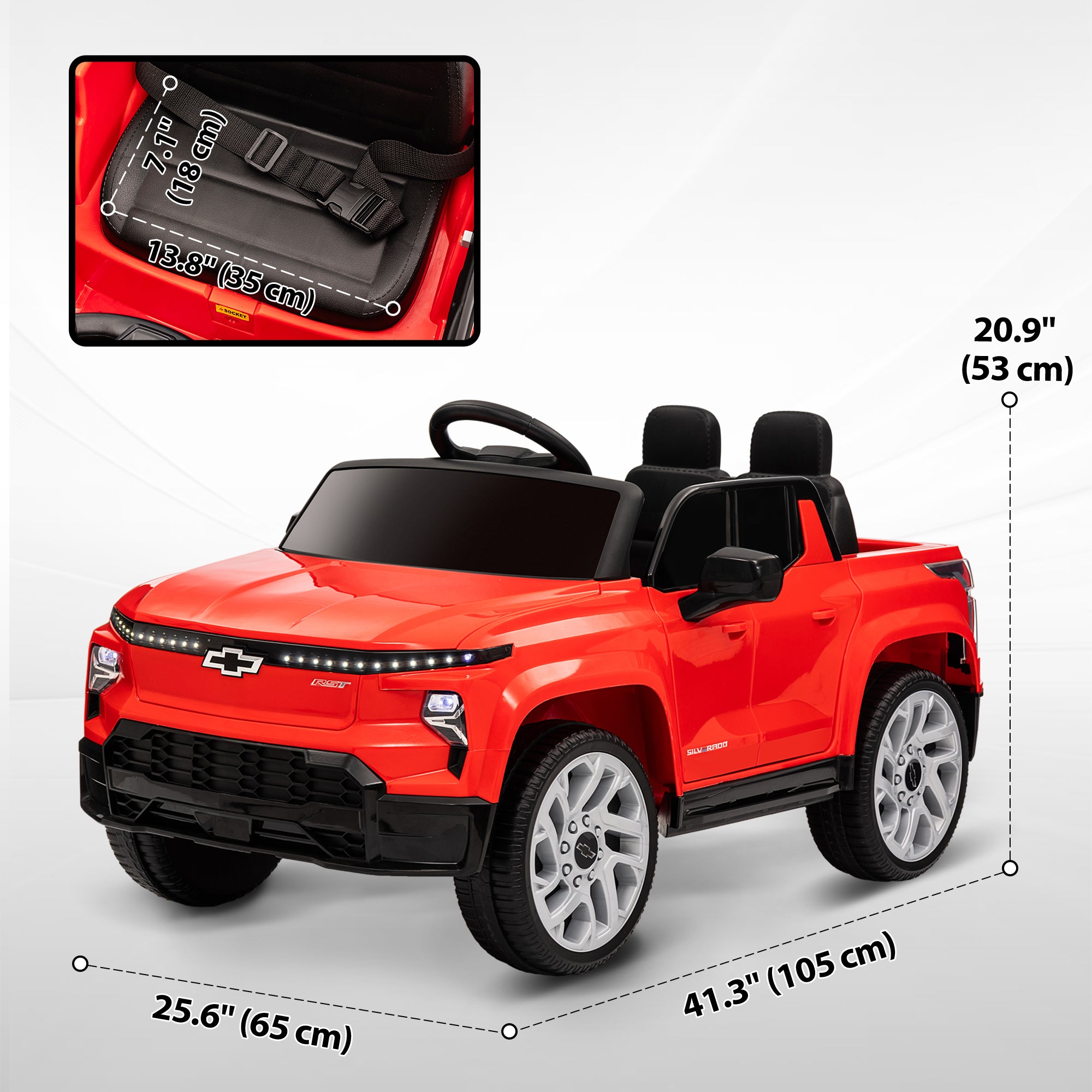 12V CHEVROLET SILVERADO EV RST Licensed Kids Car w/ Remote, Spring Suspension, Soft Start, Training Wheels, Red Electric Toy Cars   at Gallery Canada