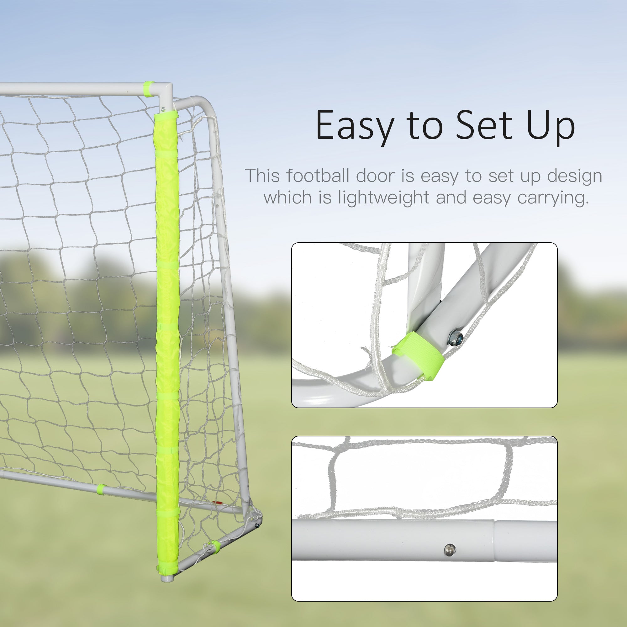 6ft x 4ft Soccer Goal Net with Metal Frame, PE Mesh, Ground Stakes, Easy Assembly, Yellow Football   at Gallery Canada