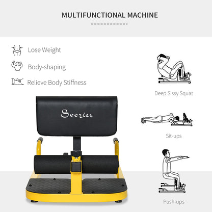 Adjustable Squat Machine with Push Up Bars, Multifunction Deep Squat Machine Leg Exerciser Ab Strength Training Home Gym Workout, Yellow Squat Machine   at Gallery Canada