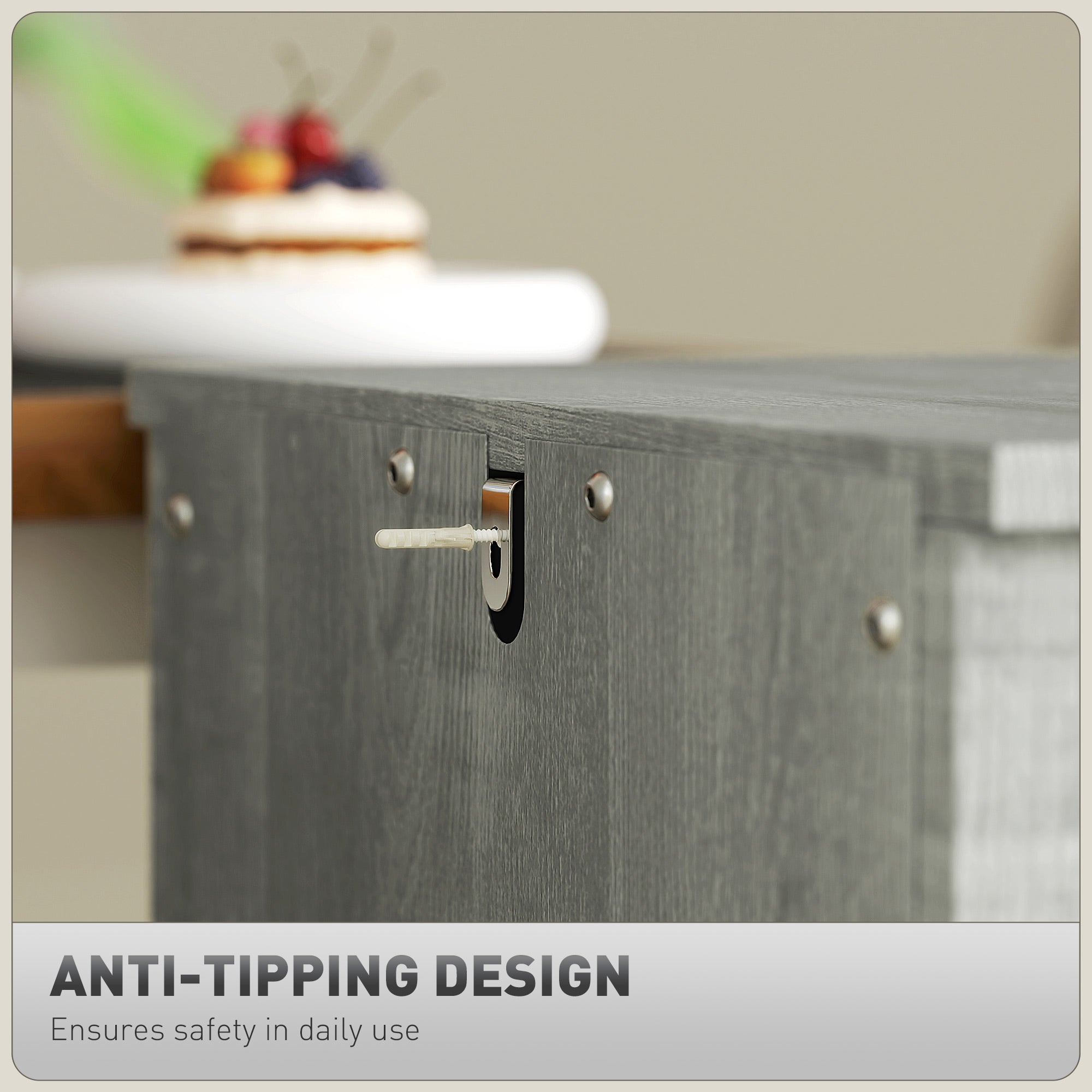 Vertical Filing Cabinet with 2 Drawers, Rustic Farmhouse Office Storage Cabinet for A4, Letter Size, Stone Grey Office Cabinets & Cupboards at Gallery Canada