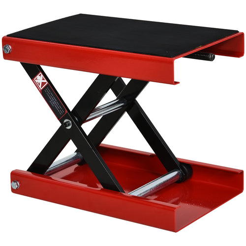 1100lbs Motorcycle Jack, Height Adjustable Motorcycle Scissor Lift Jack with Anti-Slip Wide Deck for Home Garage, Red
