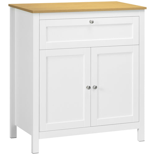 Sideboard Cabinet, Buffet Table with Drawer, Double Door Cupboard and Adjustable Shelf for Living Room, Entryway, White