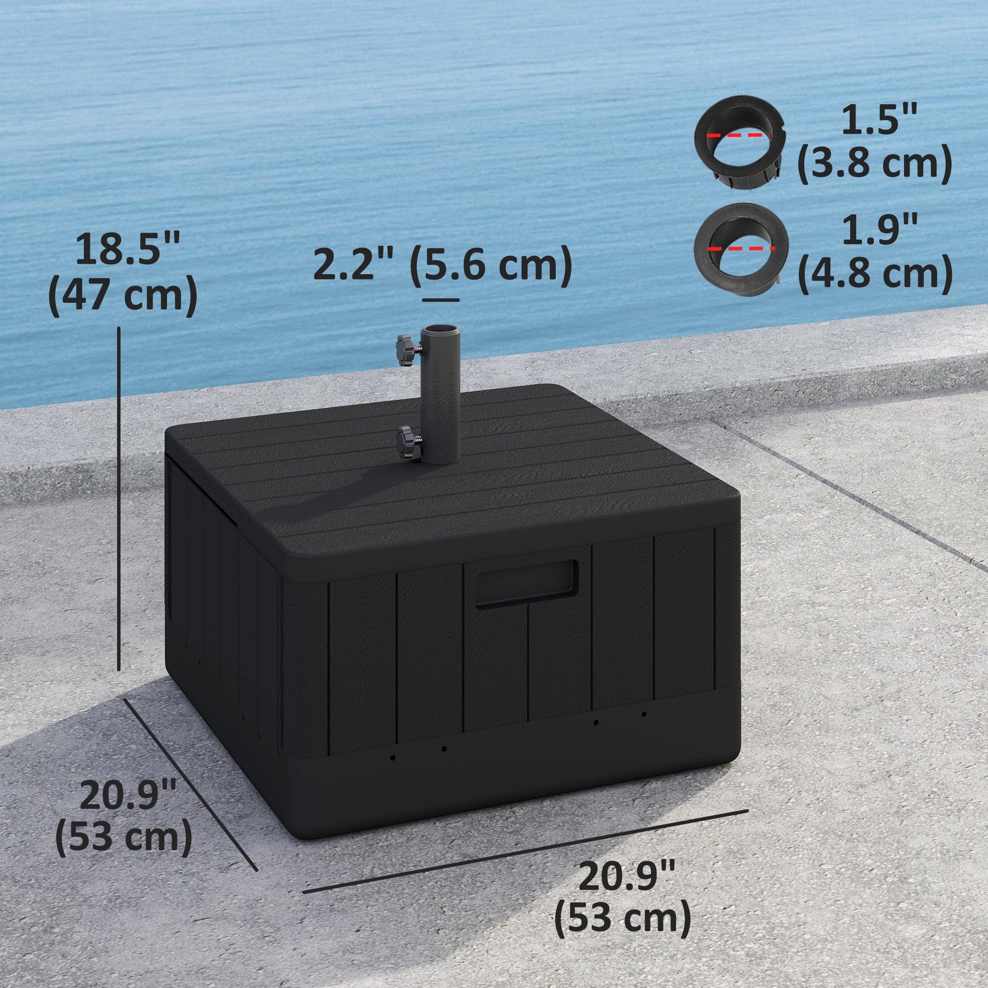 Patio Umbrella Base Outdoor Umbrella Stand with Wheels Handles, Patio Umbrella Stand, Filled Up to 176lbs with Stand or 110lbs with Water for Garden, Poolside, Black Umbrella Bases at Gallery Canada