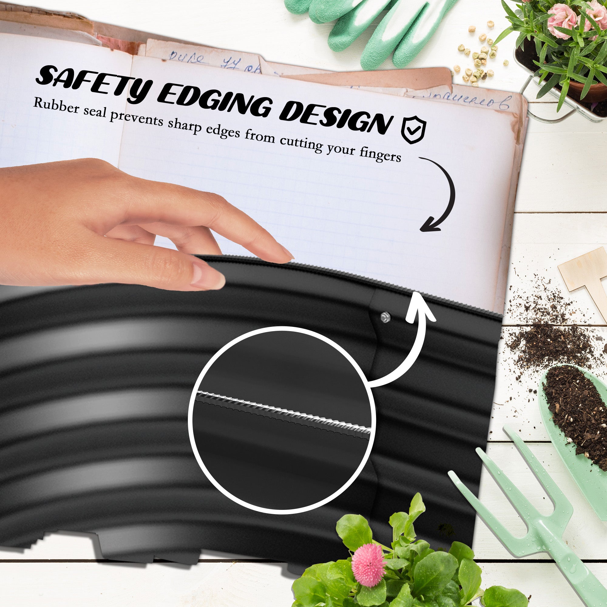 4.9 x 2 x 1ft Galvanized Raised Garden Bed Kit, Metal Planter Box with Safety Edging, Dark Grey Raised Garden Beds at Gallery Canada
